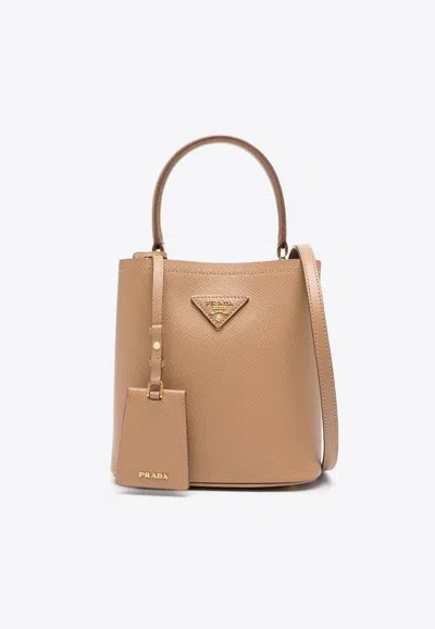 Prada Small Panier Top Handle Bag In Beige