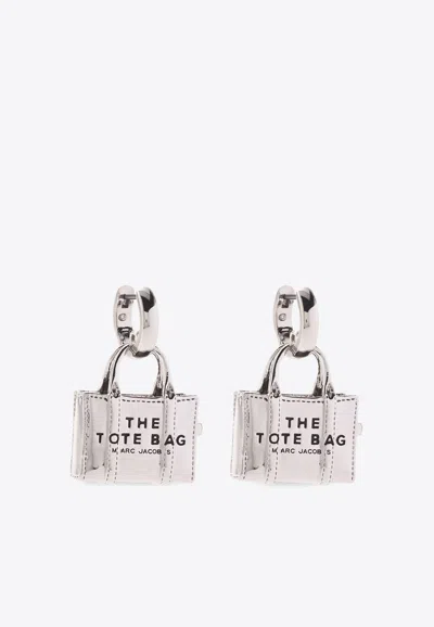 Marc Jacobs The Tote Bag Earrings In Silver