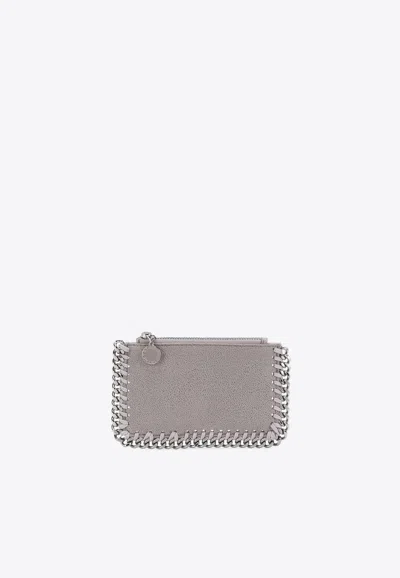 Stella Mccartney Falabella Chain Zip Cardholder With Four Card Slots In Gray
