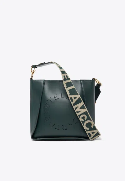 Stella Mccartney Mini Perforated-logo Crossbody Bag In Pine
