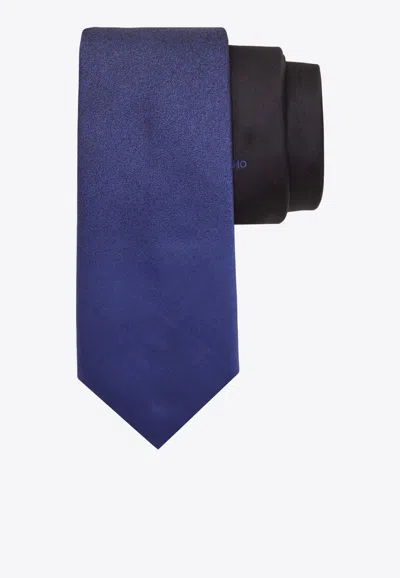 Ferragamo Gradient-effect Silk Tie In Blue