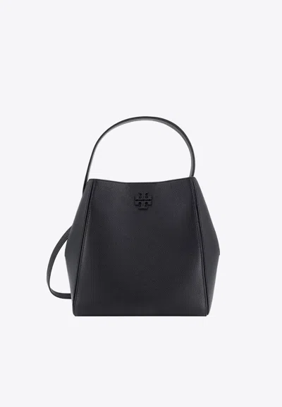 TORY BURCH MCGRAW PEBBLED LEATHER BUCKET BAG 