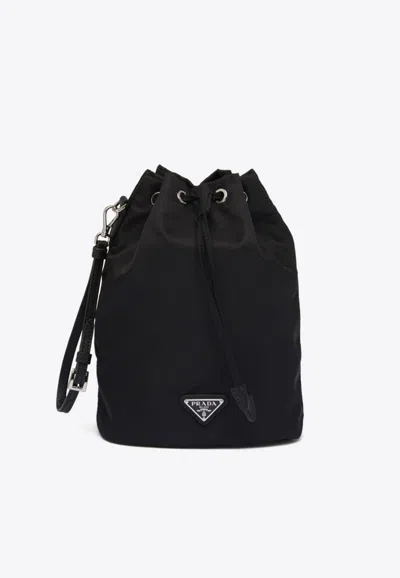 Prada Nylon Clutch With Detachable Strap And Reinforced Base In Black