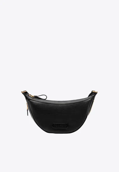 Tom Ford Crescent Leather Crossbody Bag In Black
