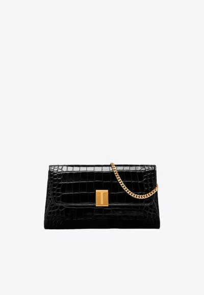 Tom Ford Nobile Crocodile-embossed Clutch Bag In Black