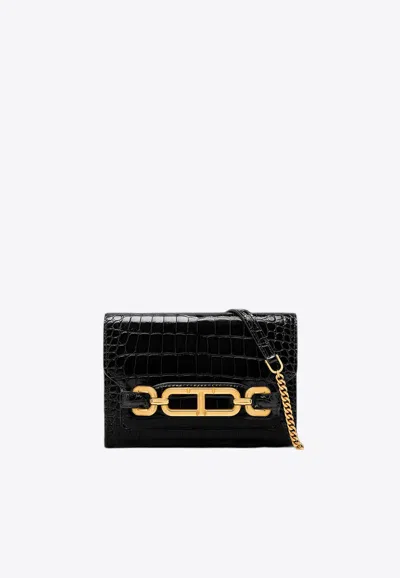 Tom Ford Embossed Crocodile Leather Mini Clutch In Black