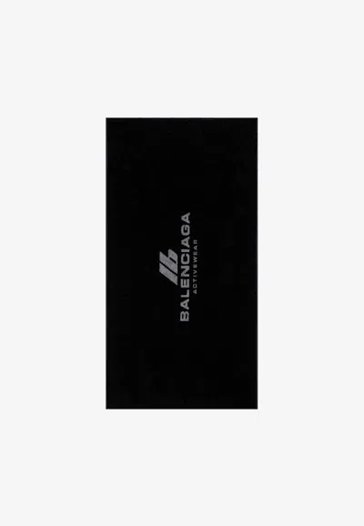 Balenciaga Black Cotton Activewear Gym Towel In Black