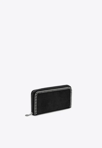 Stella Mccartney Falabella Zip-around Continental Wallet In Black