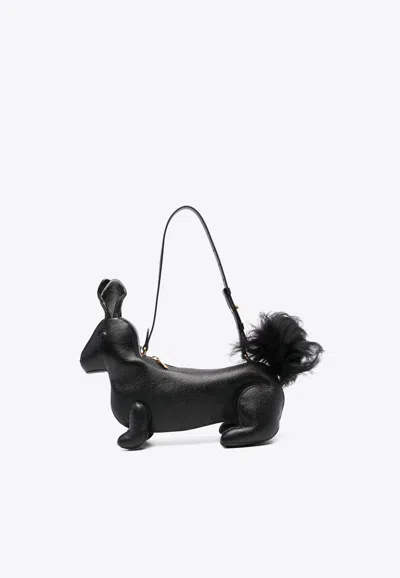Thom Browne Squirrel-motif Zipped Shoulder Bag In Black