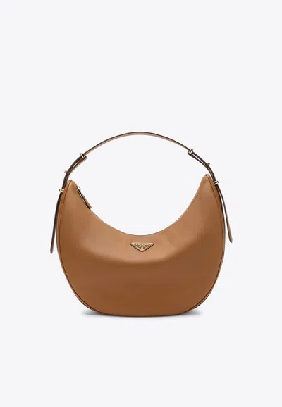 Prada Arque Caramel Large Leather Shoulder Bag Women In Caramel