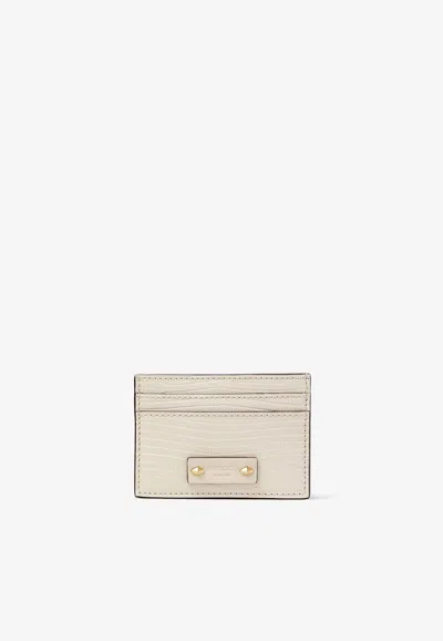 Jimmy Choo Umika Lizard Print Leather Cardholder In Natural