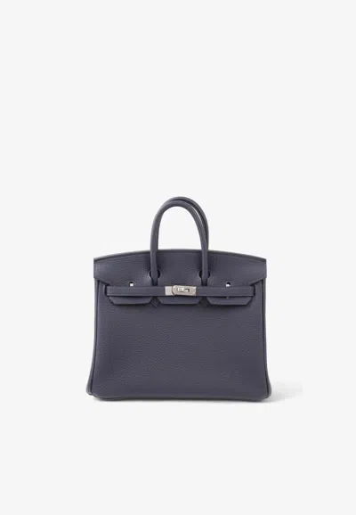 Hermes Birkin 25 In Bleu Nuit Togo Leather With Palladium Hardware In Bleu Nuit