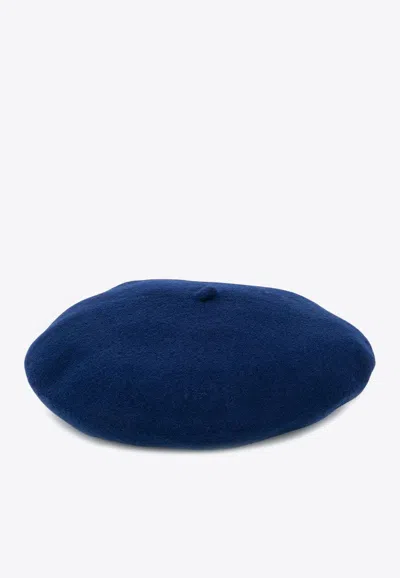 Celine Céline Robert Knitted Beret Hat In Blue