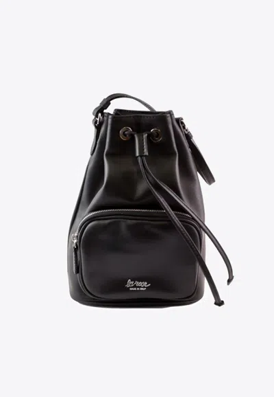 La Rose Leather Satchel Bag In Black
