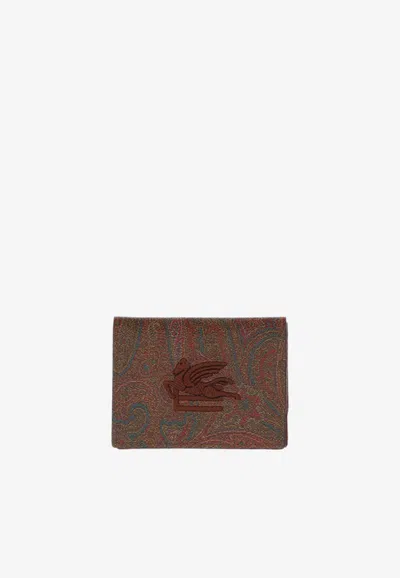 Etro Paisley Jacquard Bi-fold Wallet In Brown