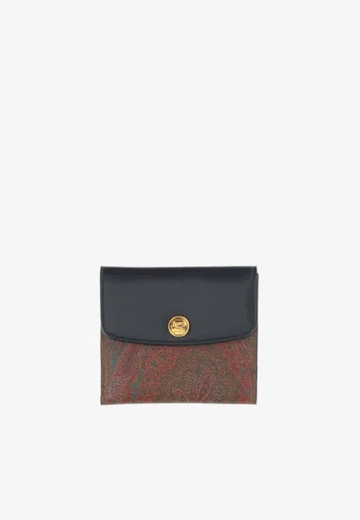 Etro Textured Wallet With Intricate Patterns In Black