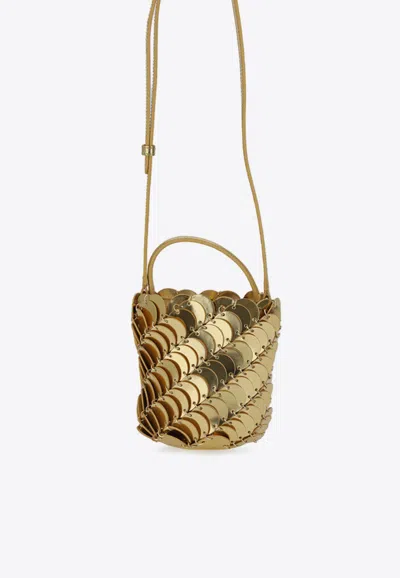 Rabanne Paco Metallic Leather Medallions Crossbody Bag In Gold