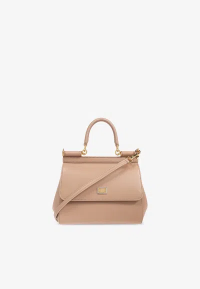Dolce & Gabbana Medium Sicily Leather Shoulder Bag In Pink