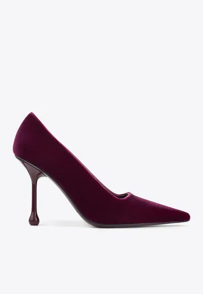 Jimmy Choo Ixia 95 Pointed-toe Velvet Pumps In Purple