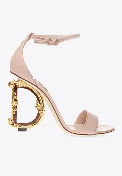 Dolce & Gabbana Logo Open-toed High-heeled Sandals In Pink