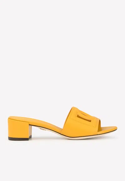 Dolce & Gabbana Millennials 40 Dg Mules In Calf Leather In Yellow