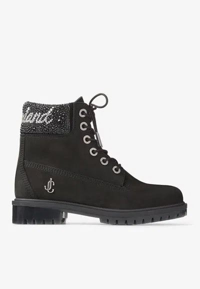 Jimmy Choo X Timberland Crystal Utility Boots In Black