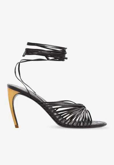 Ferragamo Dark Brown Leather Atena Sandals In Brown