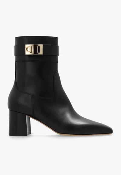 Ferragamo Rol 60 Leather Ankle Boots In Black