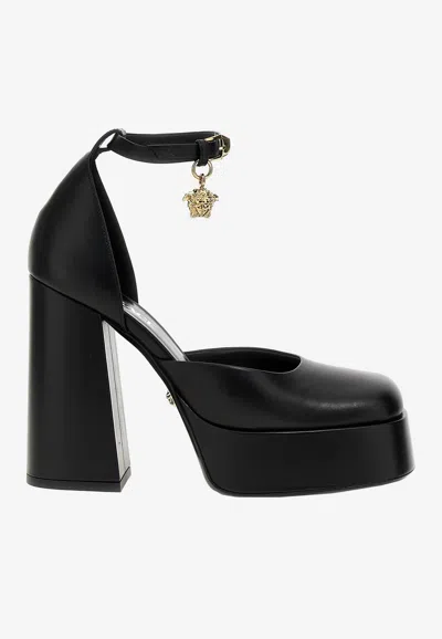 Versace Medusa Aevitas Satin Platform Pumps In Black