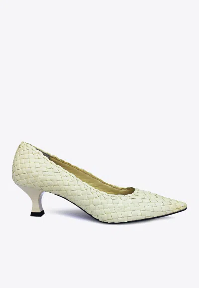 La Rose Carol Woven-design Pumps In Green