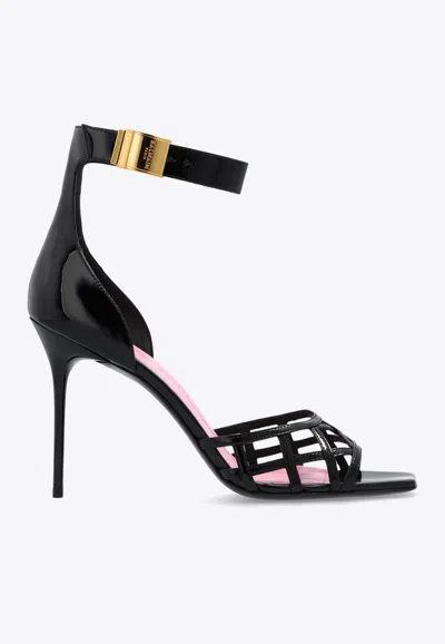 Balmain Uma 95 Patent Leather Sandals In Black