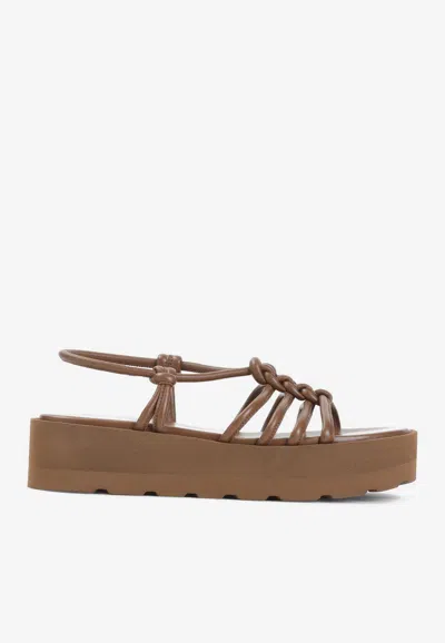 Gianvito Rossi Camel Brown Caged Slingback Sandals In Brown