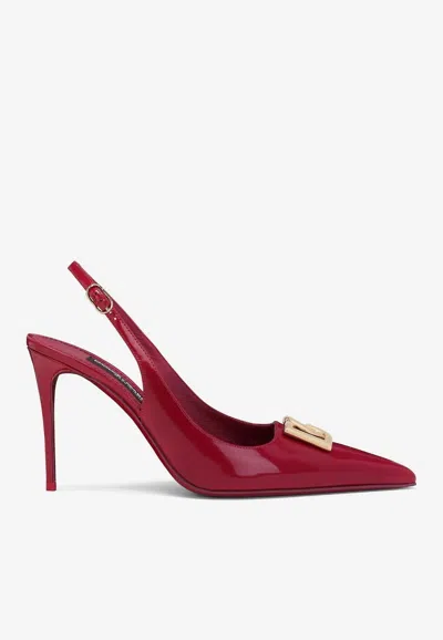 Dolce & Gabbana Polished Calfskin Slingbacks In Fuchsia