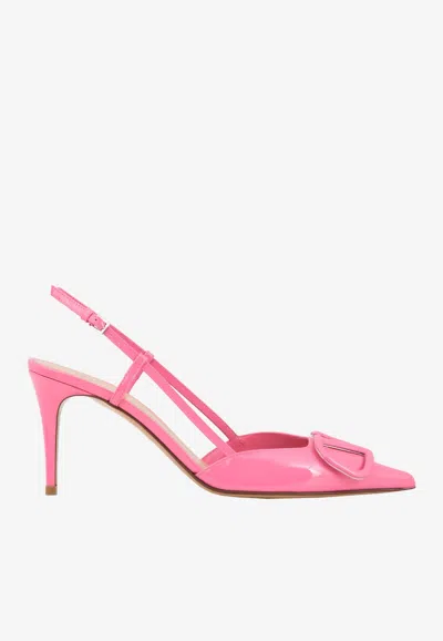 Valentino Vlogo 80 Patent Leather Slingback Pumps In Pink
