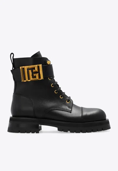 Balmain Combat Ankle Boots In Black
