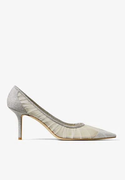 Jimmy Choo Love 85 Metallic Glitter Pumps In Ivory