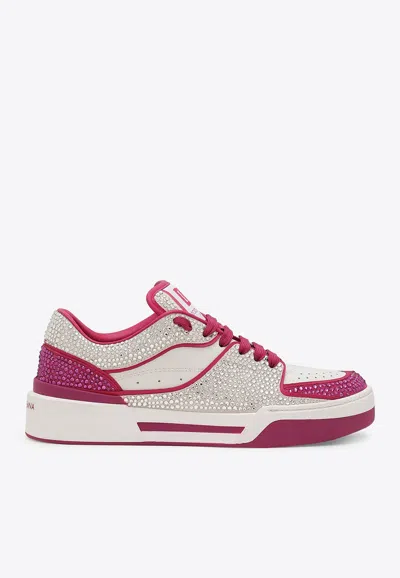 Dolce & Gabbana New Roma Embellished Low-top Sneakers In Fuchsia