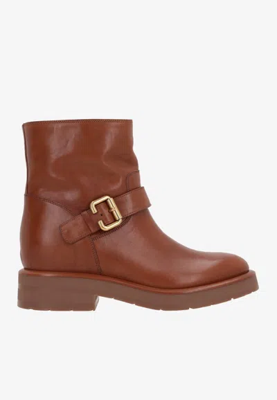 Chloé Coddington Leather Ankle Boots In Brown