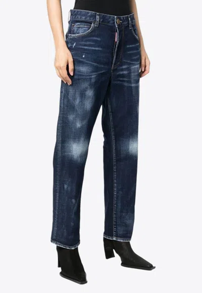 Dsquared2 Worn-out Straight-leg Jeans In Blue