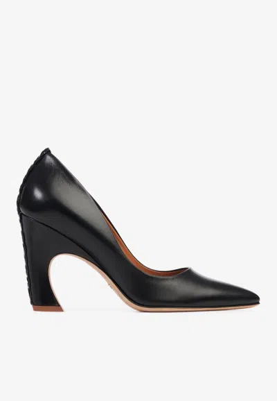 Chloé 95mm Pointed-toe Leather Pumps In Black