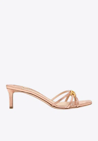 Tom Ford Whitney 55 Laminated Leather Mules In Rose Gold