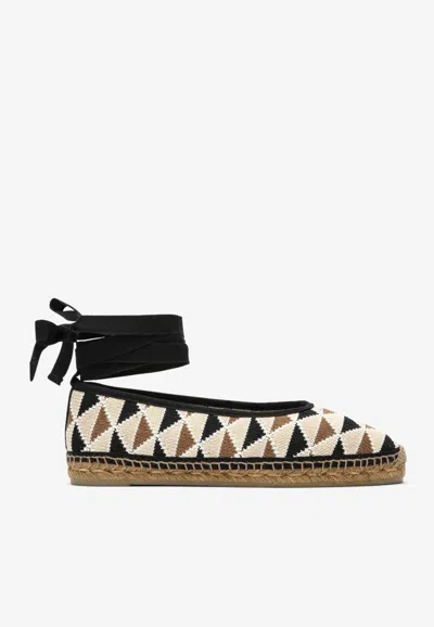 Castaã±er Carina Low Espadrilles In Multicoloured Crochet In Multicolor