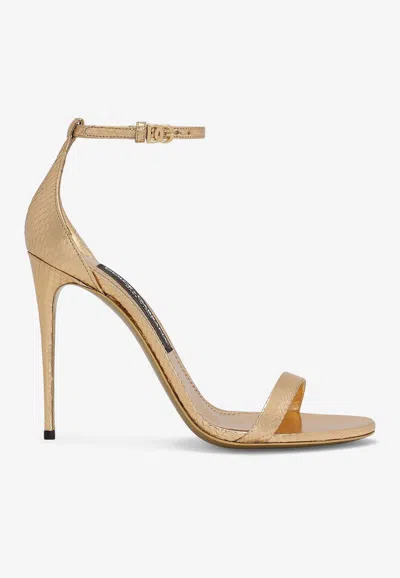 Dolce & Gabbana Keira 105 Python Leather Sandals In Gold