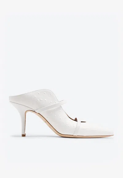 Malone Souliers Ladies Maureen 70 Double Straps Leather Mules In White