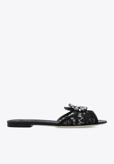 Dolce & Gabbana Slippers And Clogs Lace In Black