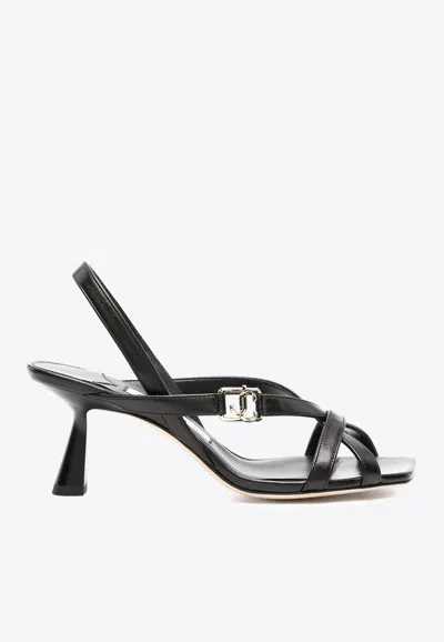 Jimmy Choo Jess 65 Embellished Leather Slingback Sandals In Black