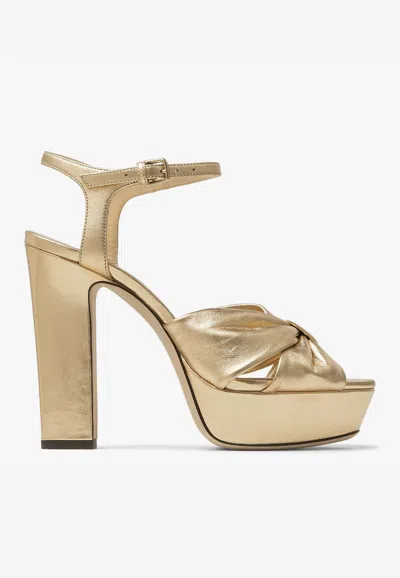 Jimmy Choo 120mm Heloise Metallic Leather Sandals In Gold
