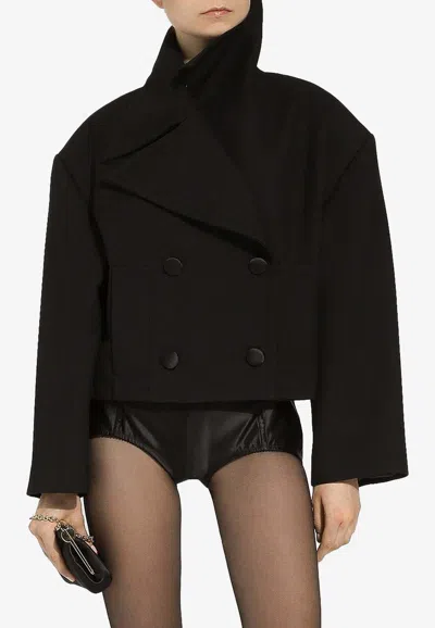 Dolce & Gabbana Oversized Short Wool Coat In Black