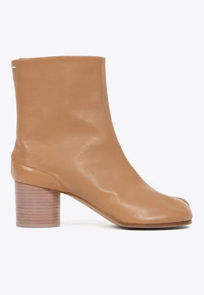 Maison Margiela Tabi 60 Calf Leather Ankle Boots In Brown