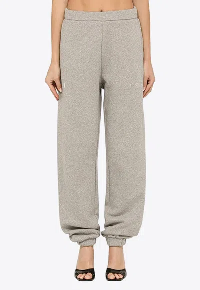 Attico Penny Logo-appliqué Cotton Track Pants In Gray